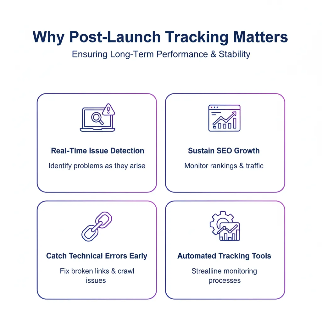 After launch, ongoing tracking keeps your site competitive.