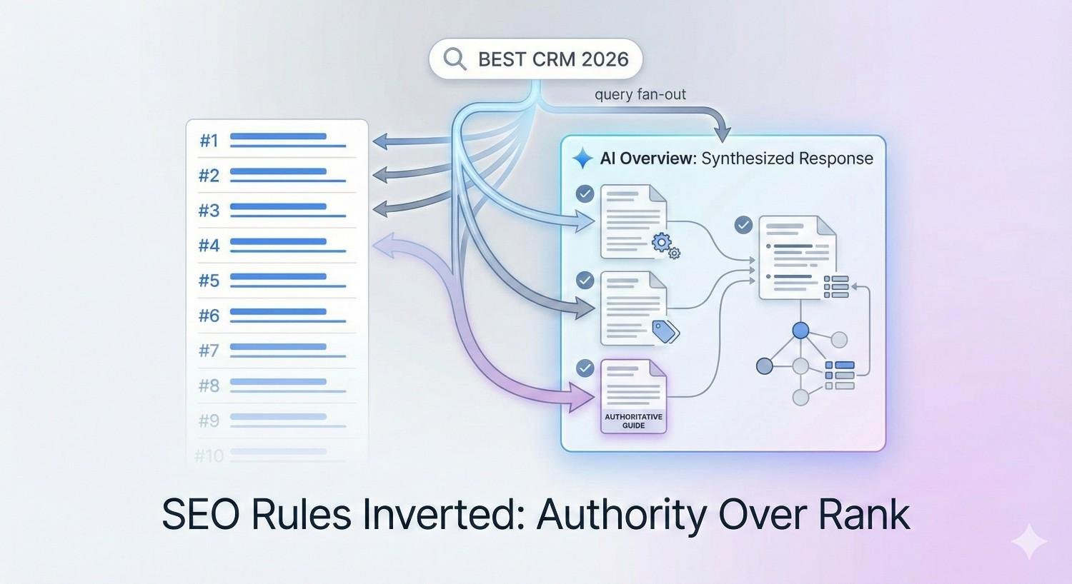 The SEO Rules Have Inverted: Ranking #1 No Longer Guarantees a Citation - Diagram illustrating new AI citation patterns versus traditional ranking