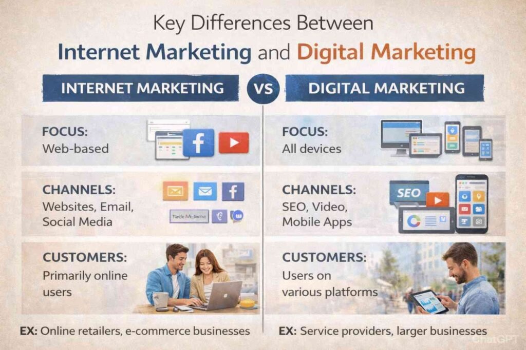 Key Differences Between Internet Marketing and Digital Marketing