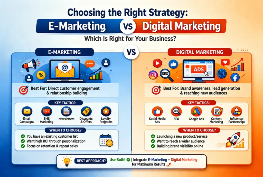 Choosing the Right Strategy: E-Marketing vs Digital Marketing