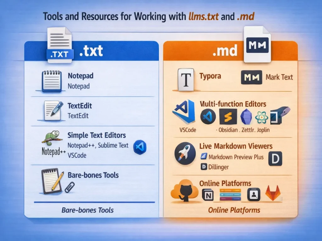 Tools and Resources for Working with llms.txt and .md