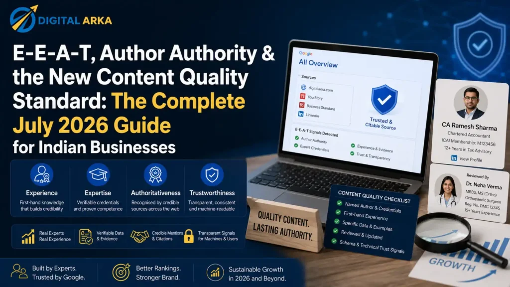 E-E-A-T, Author Authority & the New Content Quality Standard: The Complete July 2026 Guide for Indian Businesses