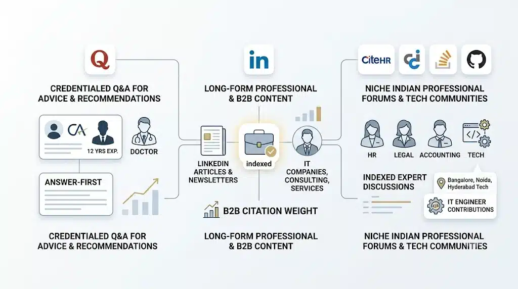 Quora, LinkedIn Articles, and Indian Discussion Forums