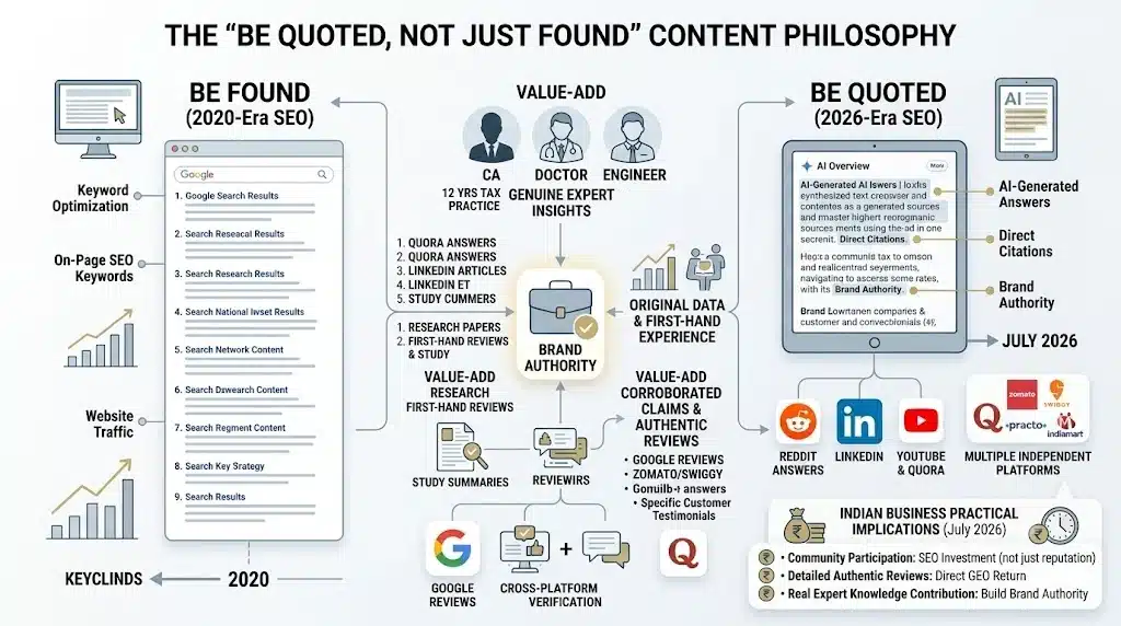 The “Be Quoted, Not Just Found” Content Philosophy